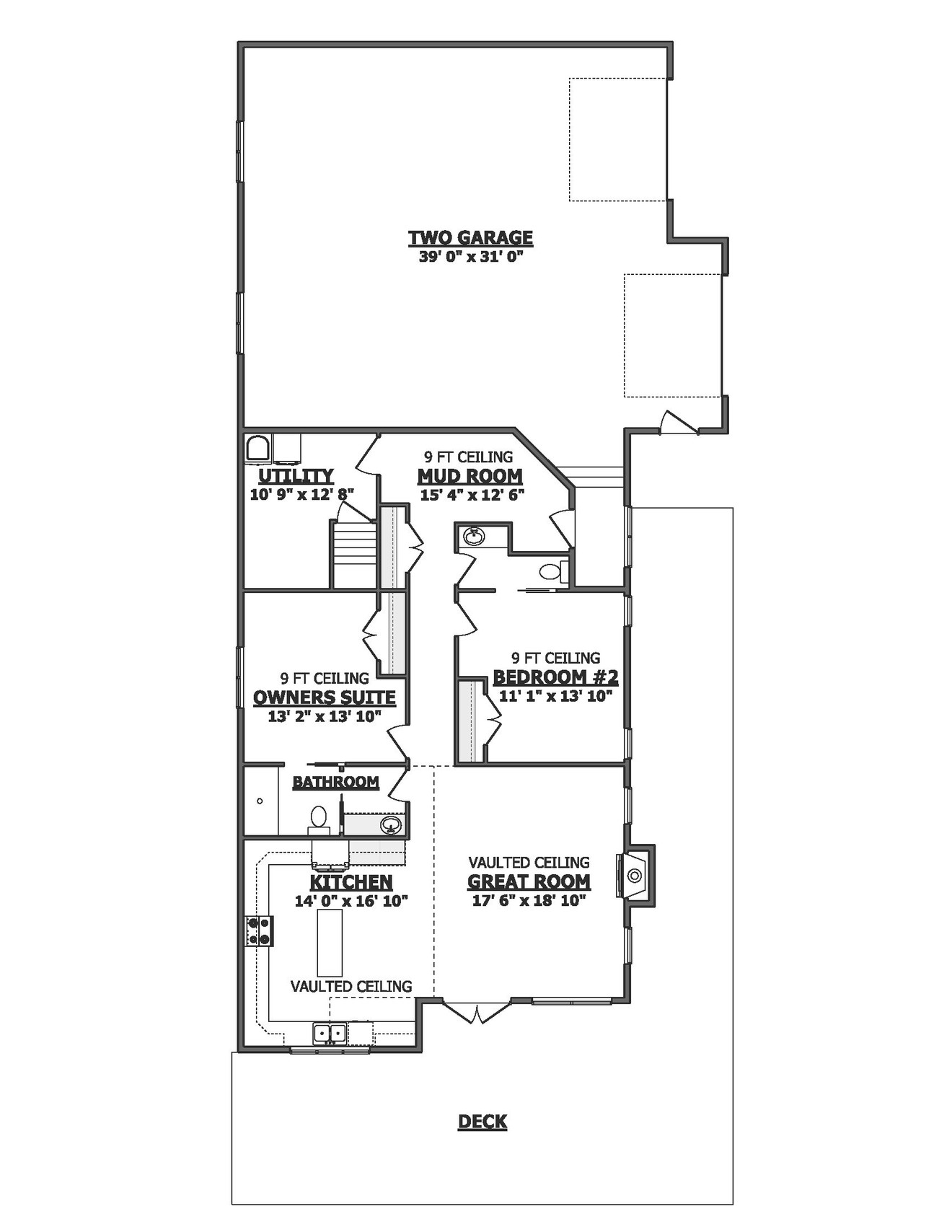 Bungalow House Plan - Pine 41245 - 1st Floor Plan