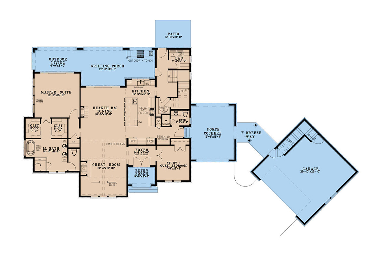 European House Plan - Ashland Place II 21774 - 1st Floor Plan