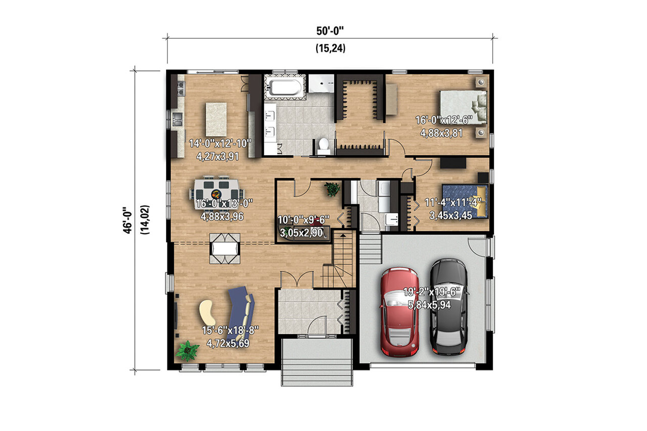 Modern House Plan - 54483 - 1st Floor Plan