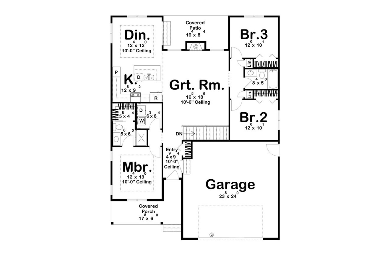 Farmhouse House Plan - Springview 53488 - 1st Floor Plan