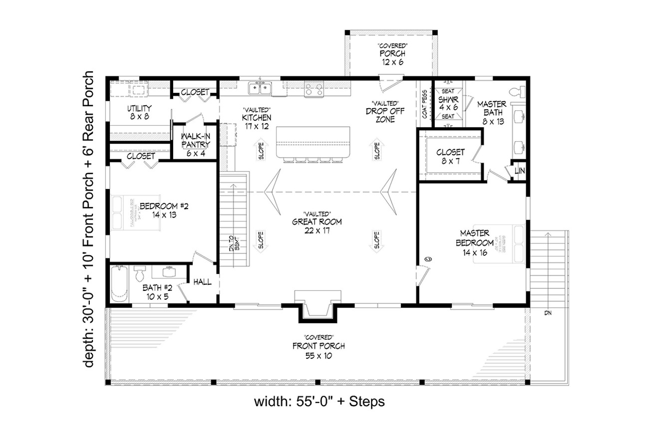 Traditional House Plan - Green Valley 60185 - 1st Floor Plan