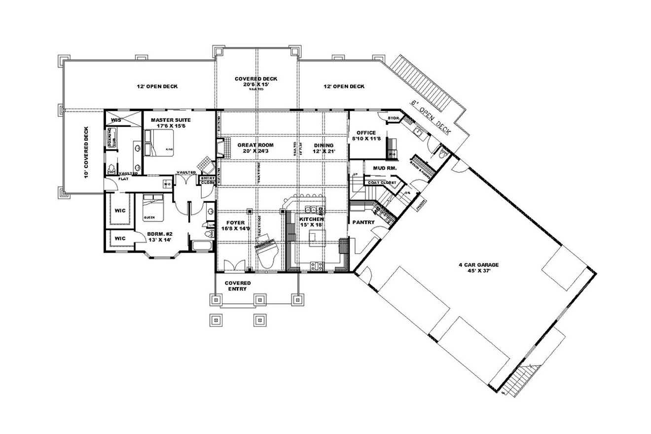 Craftsman House Plan - 30561 - 1st Floor Plan