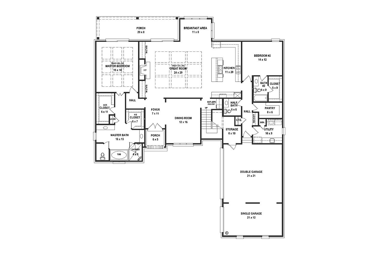 French Country House Plan - 43795 - 1st Floor Plan