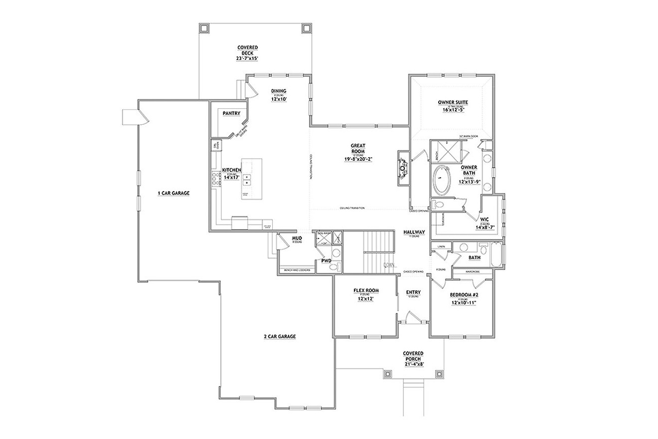 Craftsman House Plan - Thatcher 77468 - 1st Floor Plan