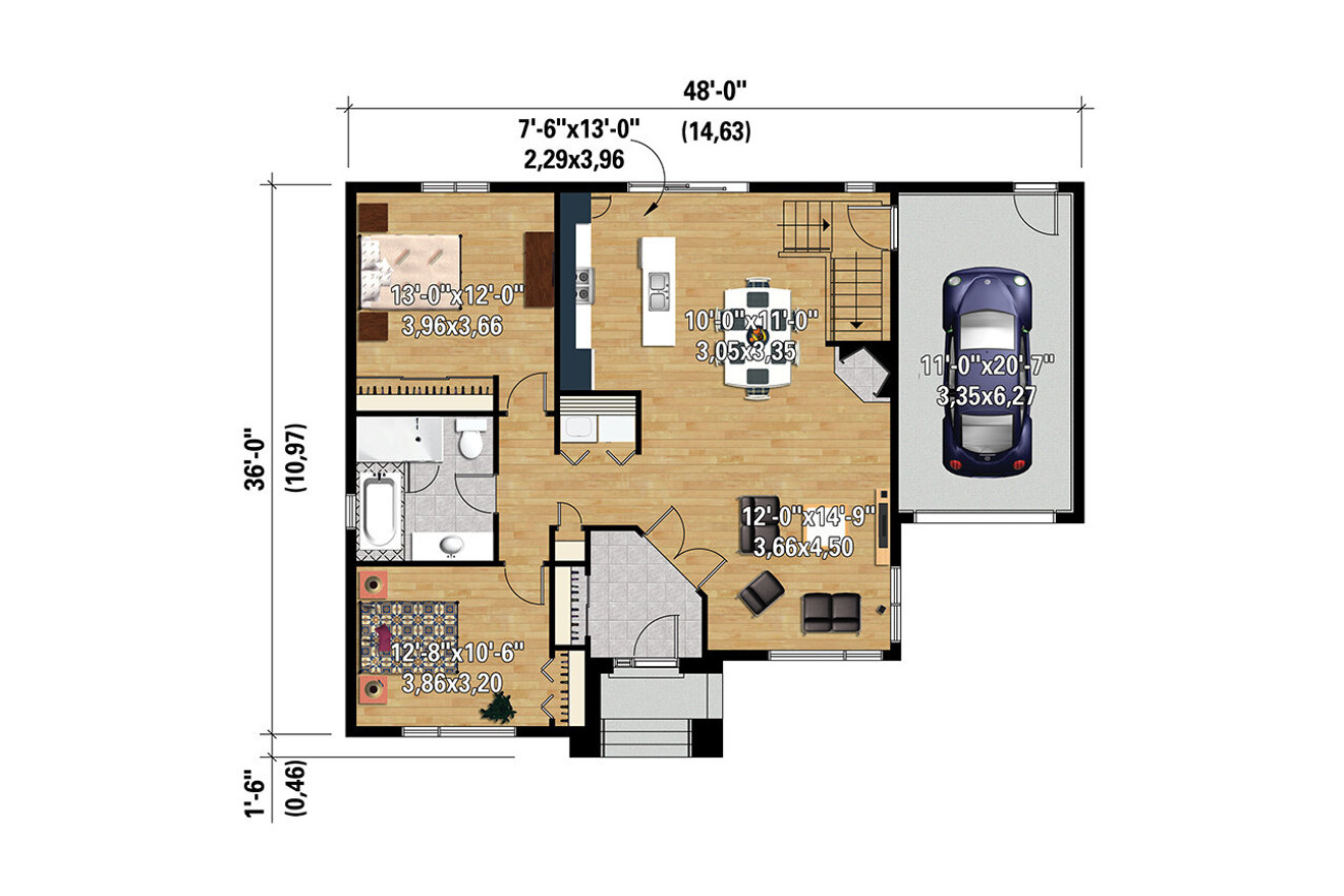 Modern House Plan - 79181 - 1st Floor Plan