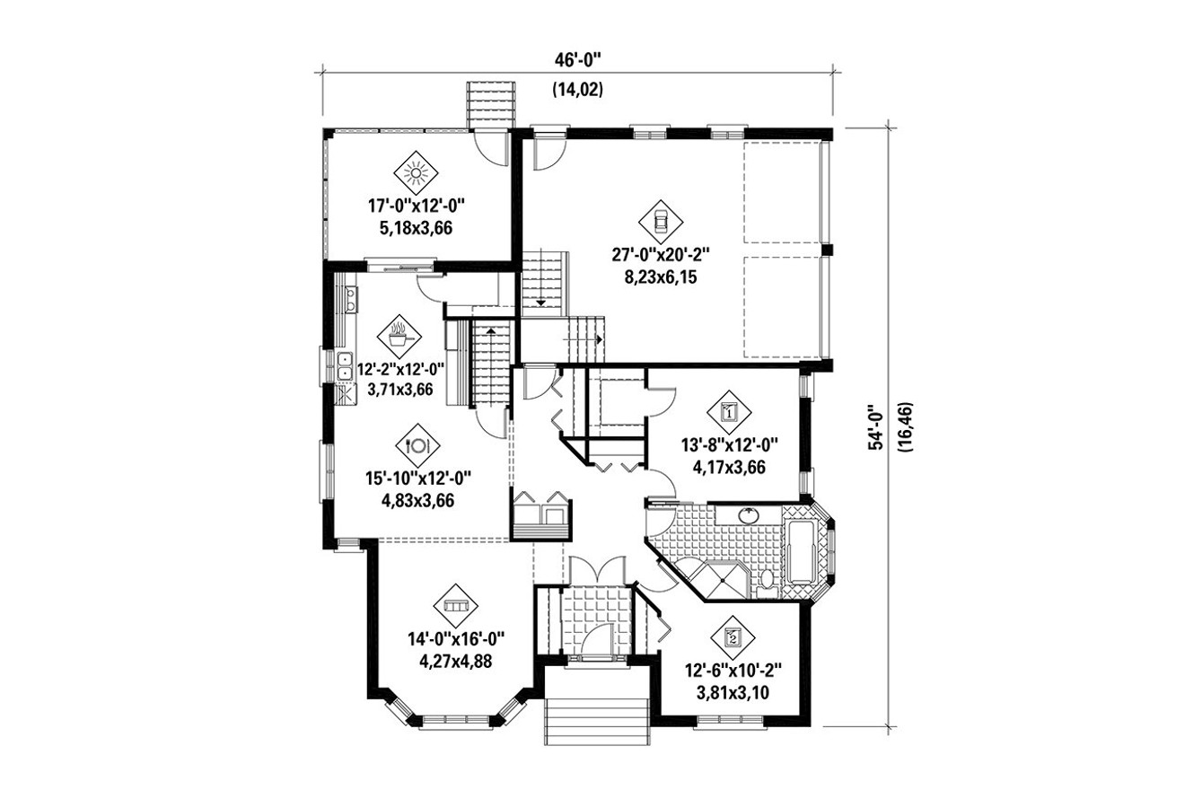 European House Plan - 12730 - 1st Floor Plan