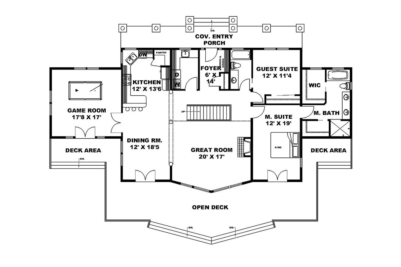 Craftsman House Plan - 62028 - 1st Floor Plan