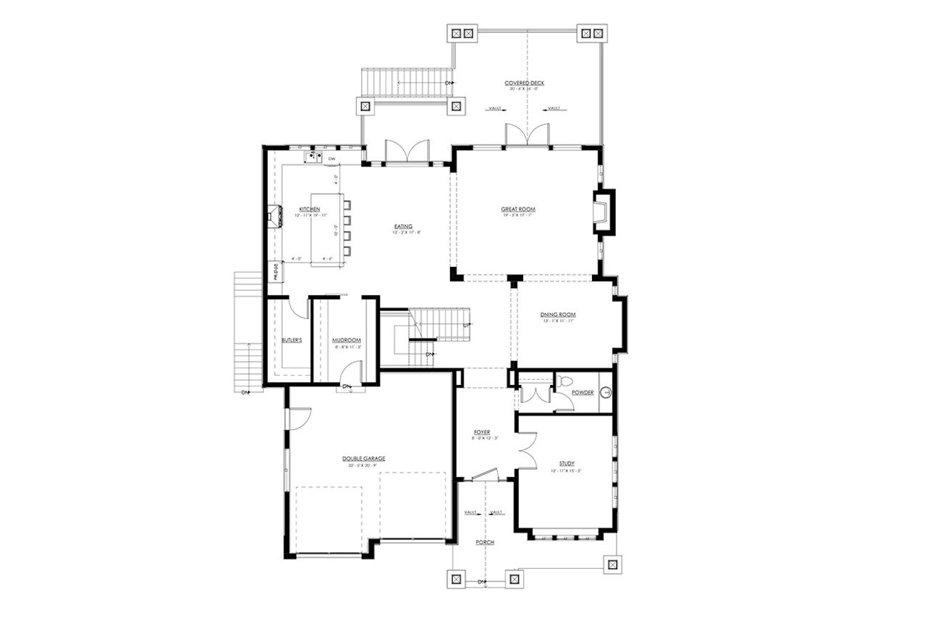 Shingle-Style House Plan - South Fraser 92761 - 1st Floor Plan
