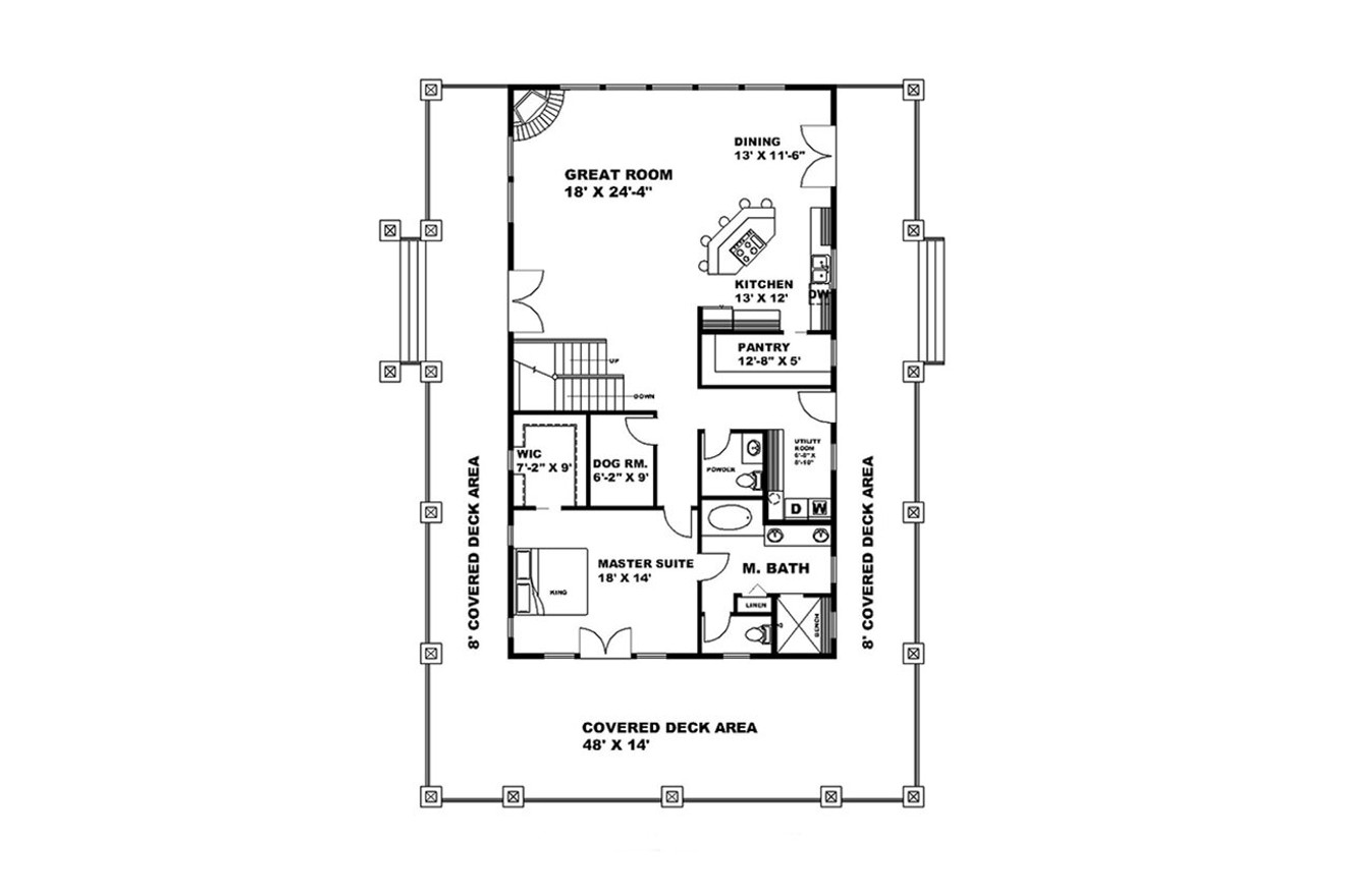 Craftsman House Plan - 48735 - 1st Floor Plan