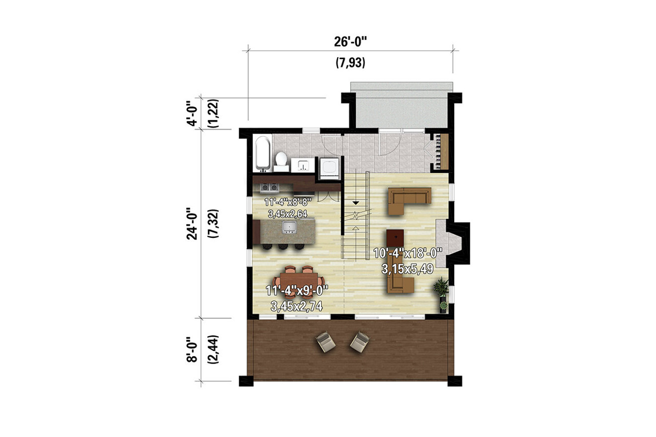 A-Frame House Plan - 46752 - 1st Floor Plan