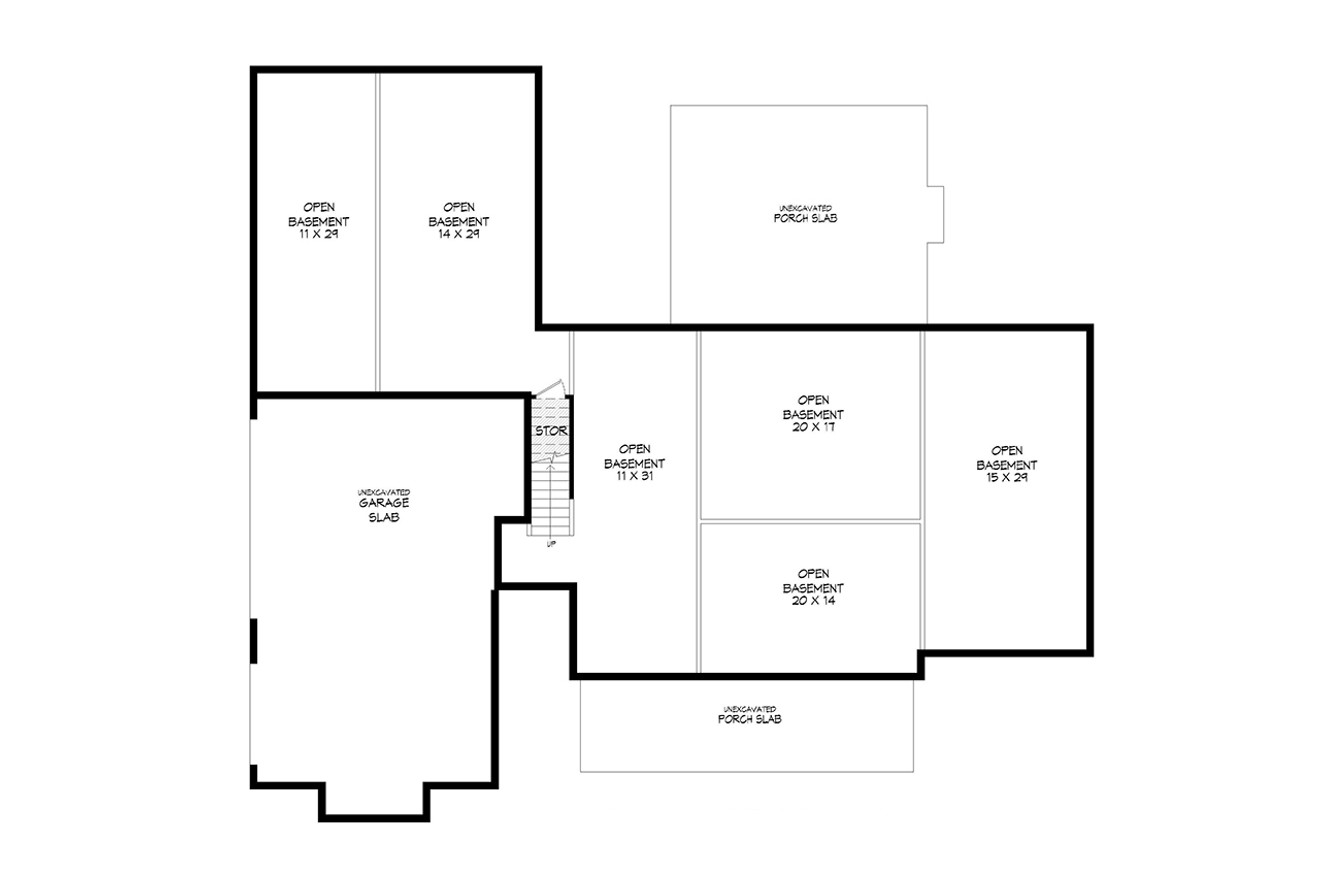 Farmhouse House Plan - Windward Farmhouse 56993 - Basement Floor Plan