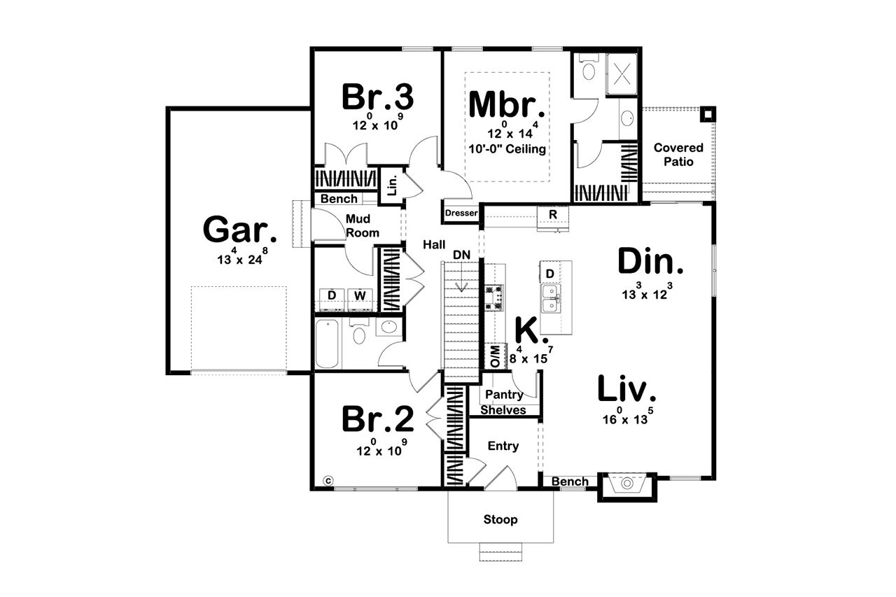 Cottage House Plan - Fontenelle 56251 - 1st Floor Plan