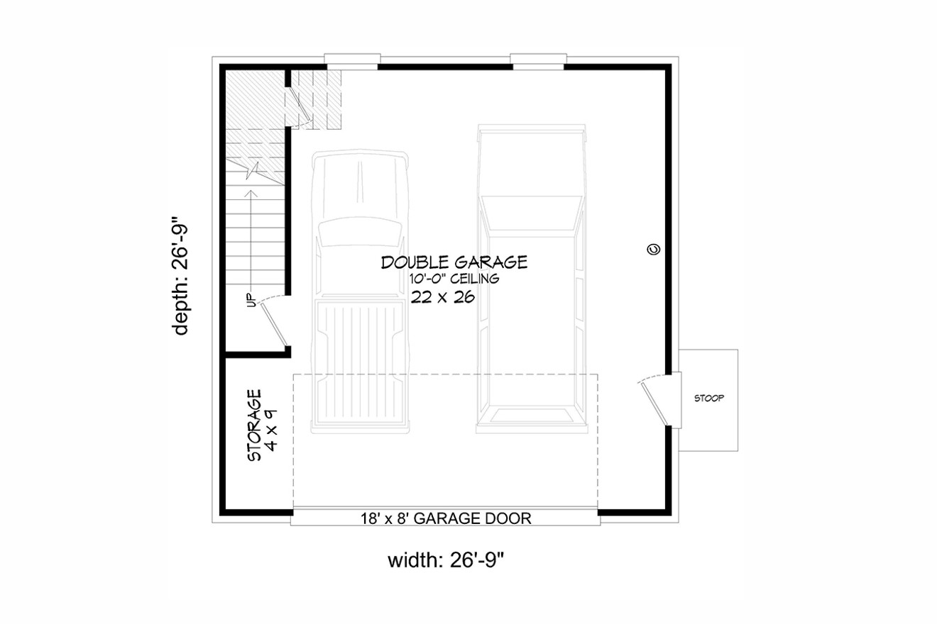 Traditional House Plan - Seed Tick Garage ADU 56004 - 1st Floor Plan