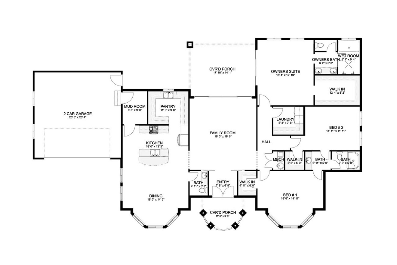 Mediterranean House Plan - 39026 - 1st Floor Plan