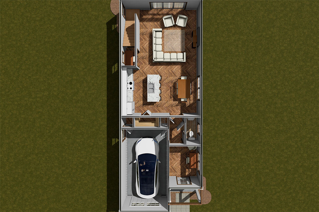 Cottage House Plan - Plan 98990 - Aerial 1st Floor Plan - 
