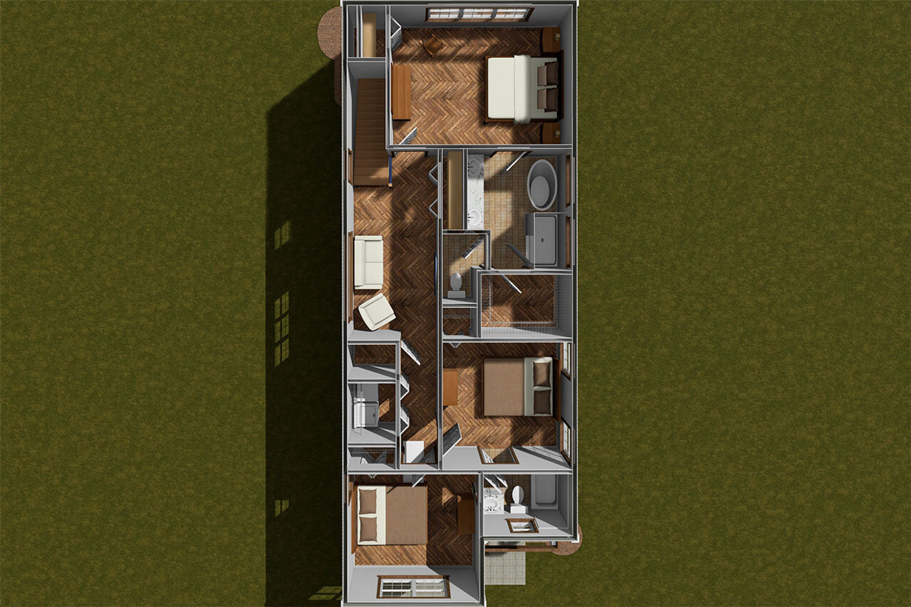 Cottage House Plan - Plan 98990 - Aerial 2nd Floor Plan - 