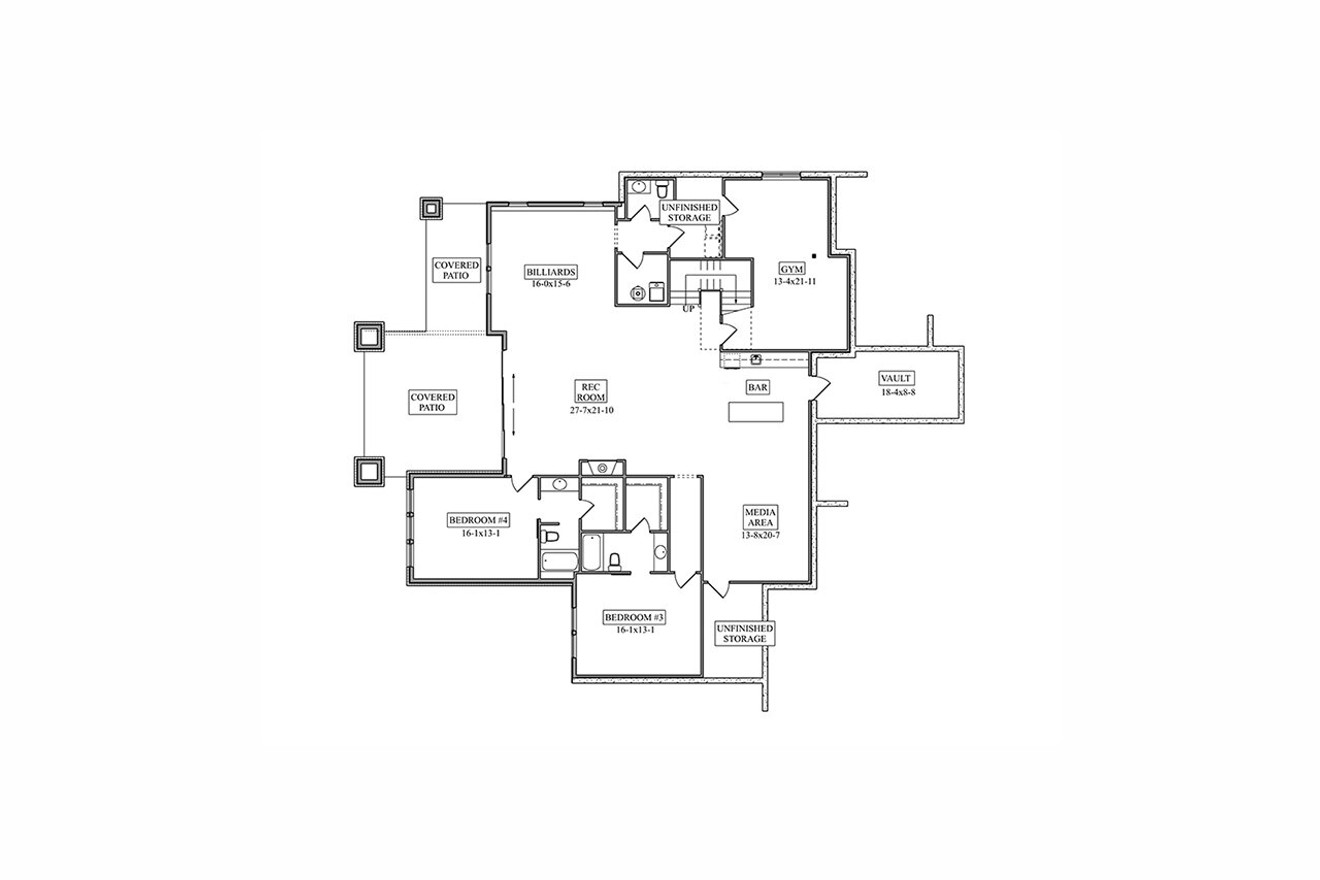 Secondary Image - Prairie House Plan - Broadland 99498 - Basement Floor Plan