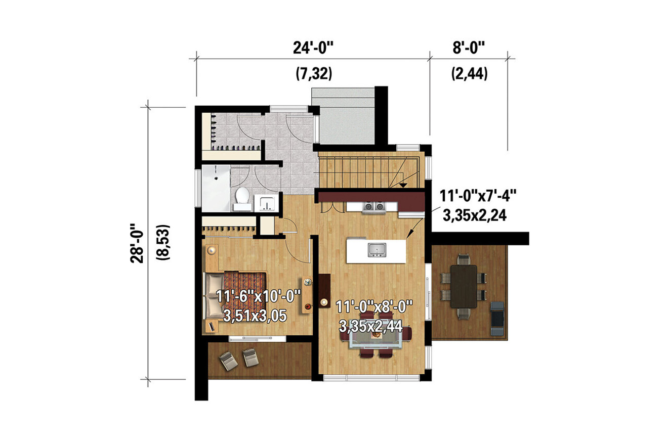 Modern House Plan - 35565 - 1st Floor Plan