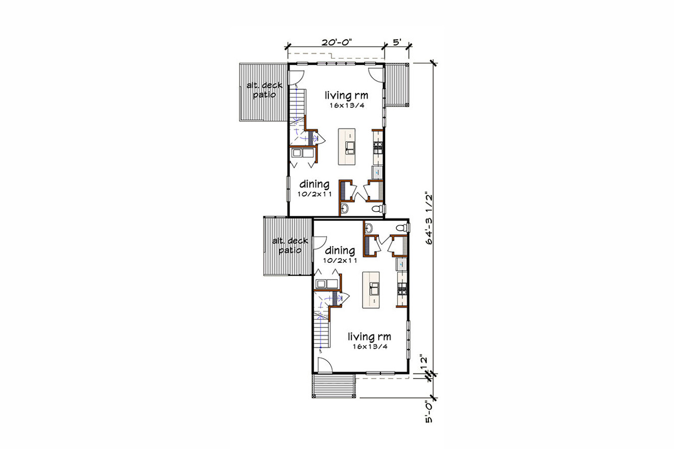 Contemporary House Plan - 57711 - 1st Floor Plan