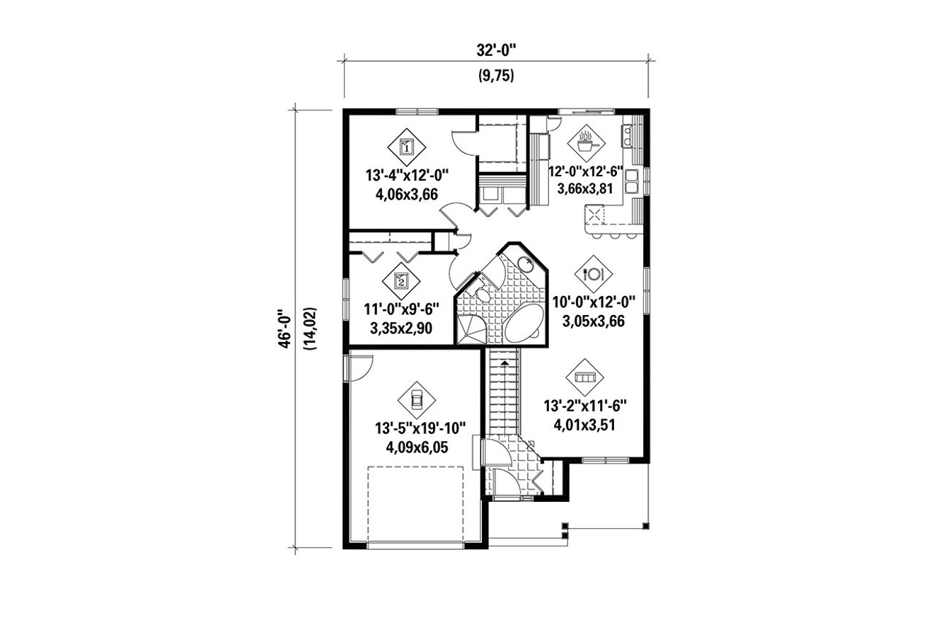 Country House Plan - 16900 - 1st Floor Plan