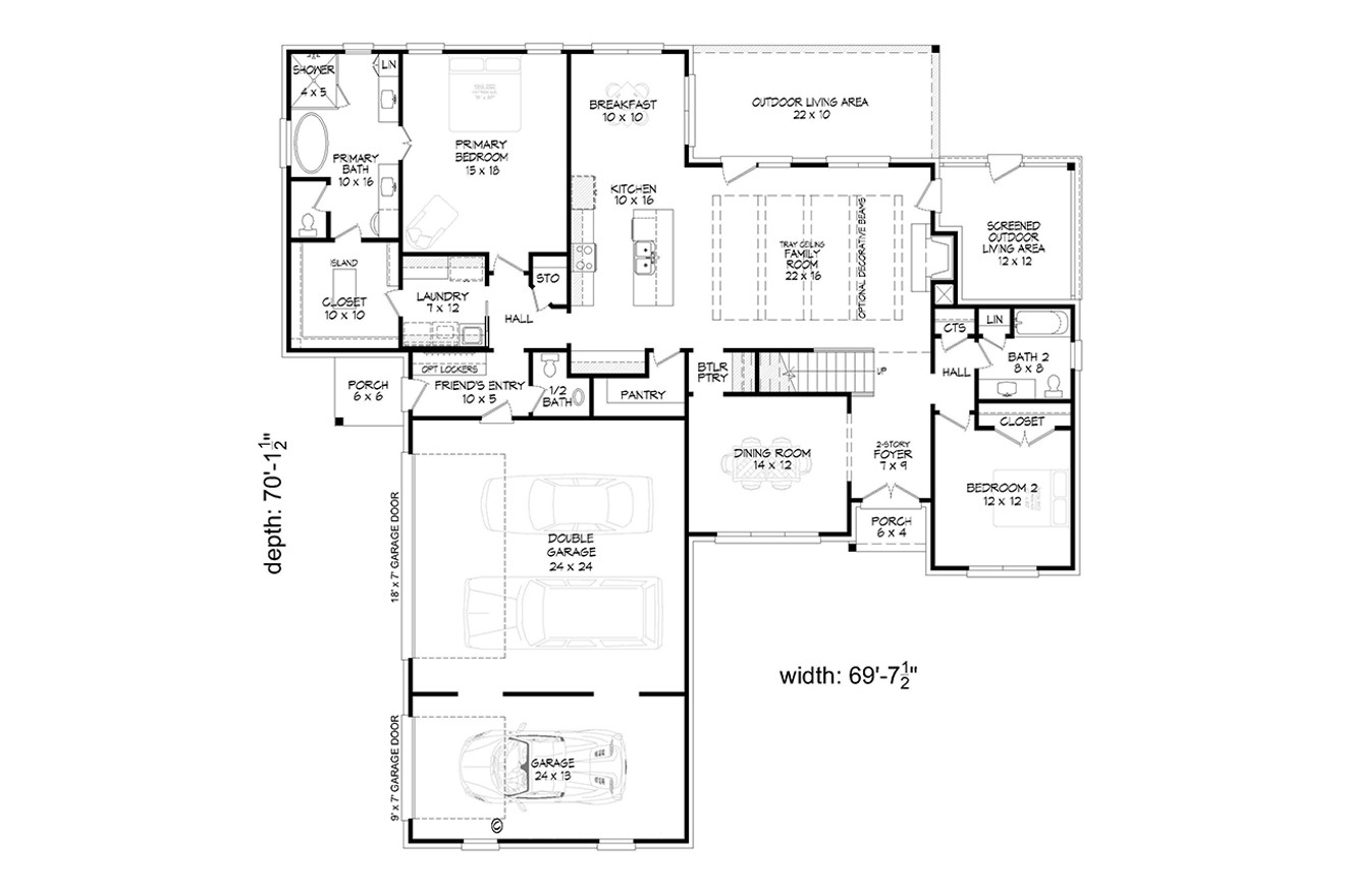 French Country House Plan - Willow Legacy 78172 - 1st Floor Plan