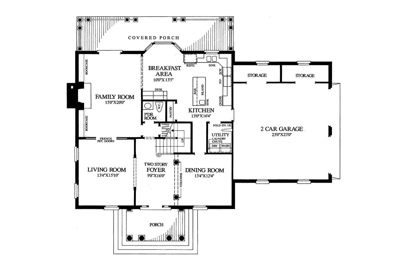 Colonial House Plan - Wakefield 70450 - 1st Floor Plan