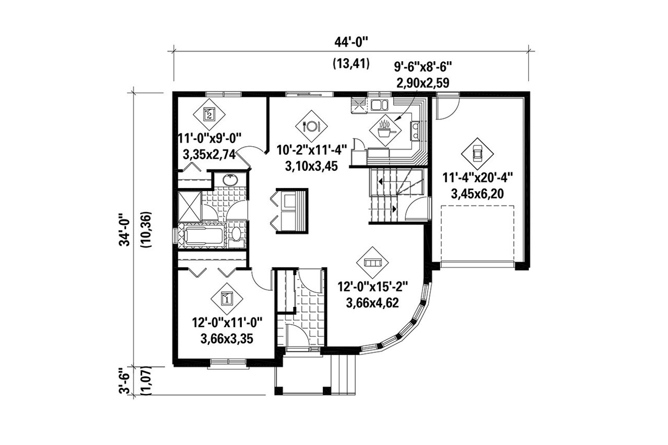 Modern House Plan - 50812 - 1st Floor Plan
