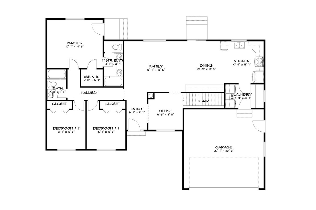 Ranch House Plan - Newport 75812 - 1st Floor Plan