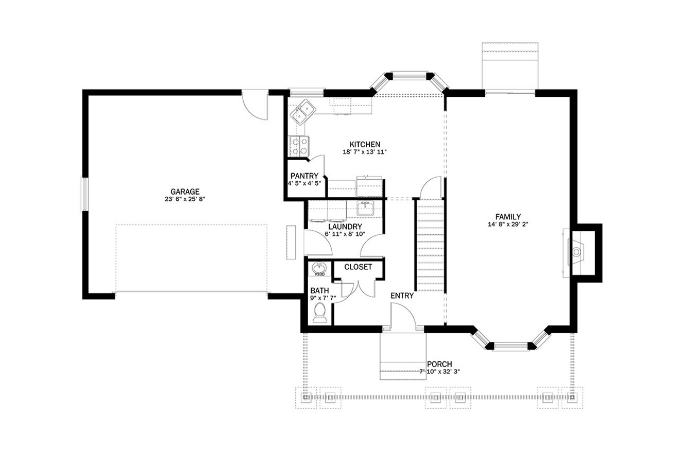 Traditional House Plan - 71154 - 1st Floor Plan