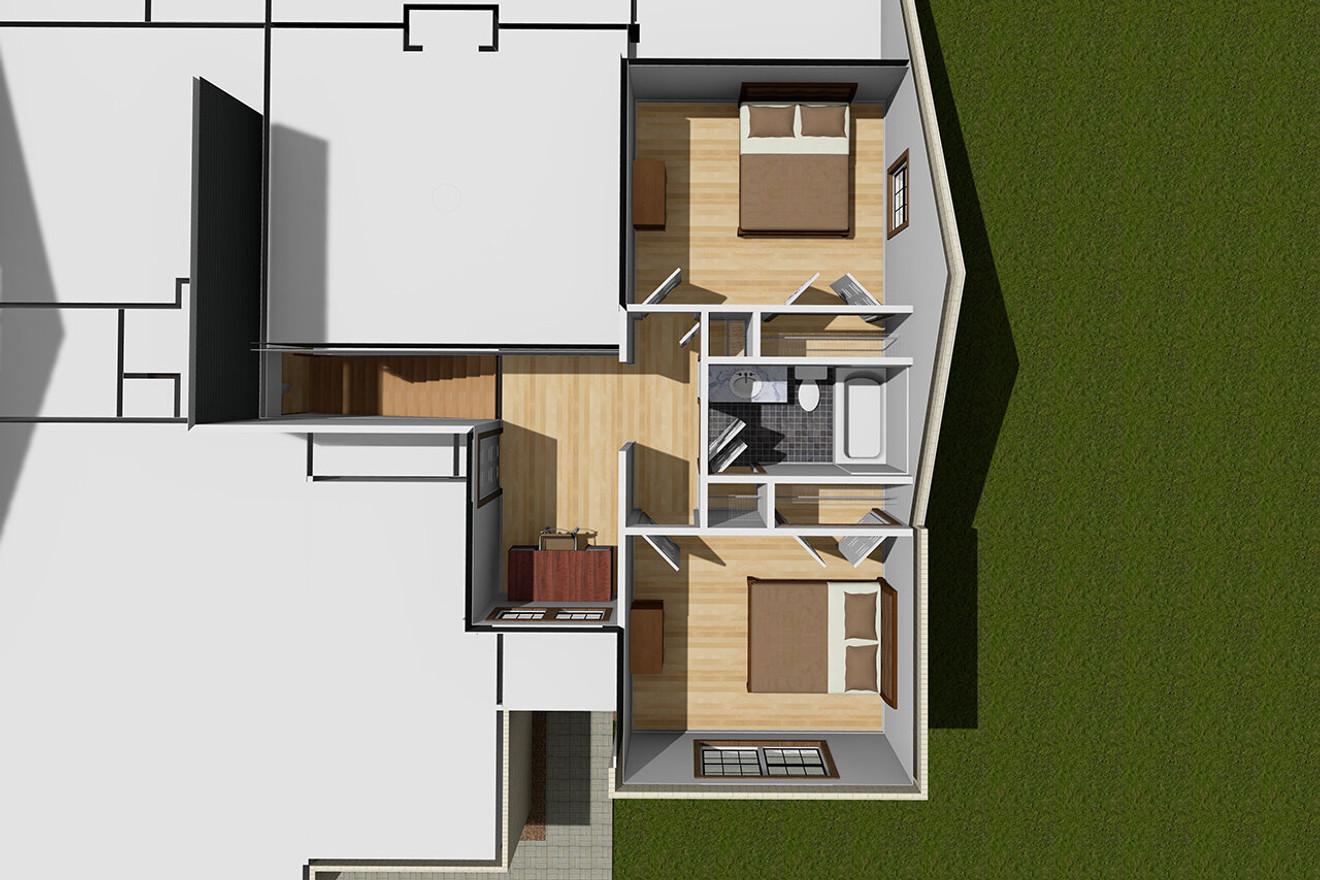 Traditional Style House Plan - Pepperwood 27183 - 2nd Floor Plan Dollhouse View - 
