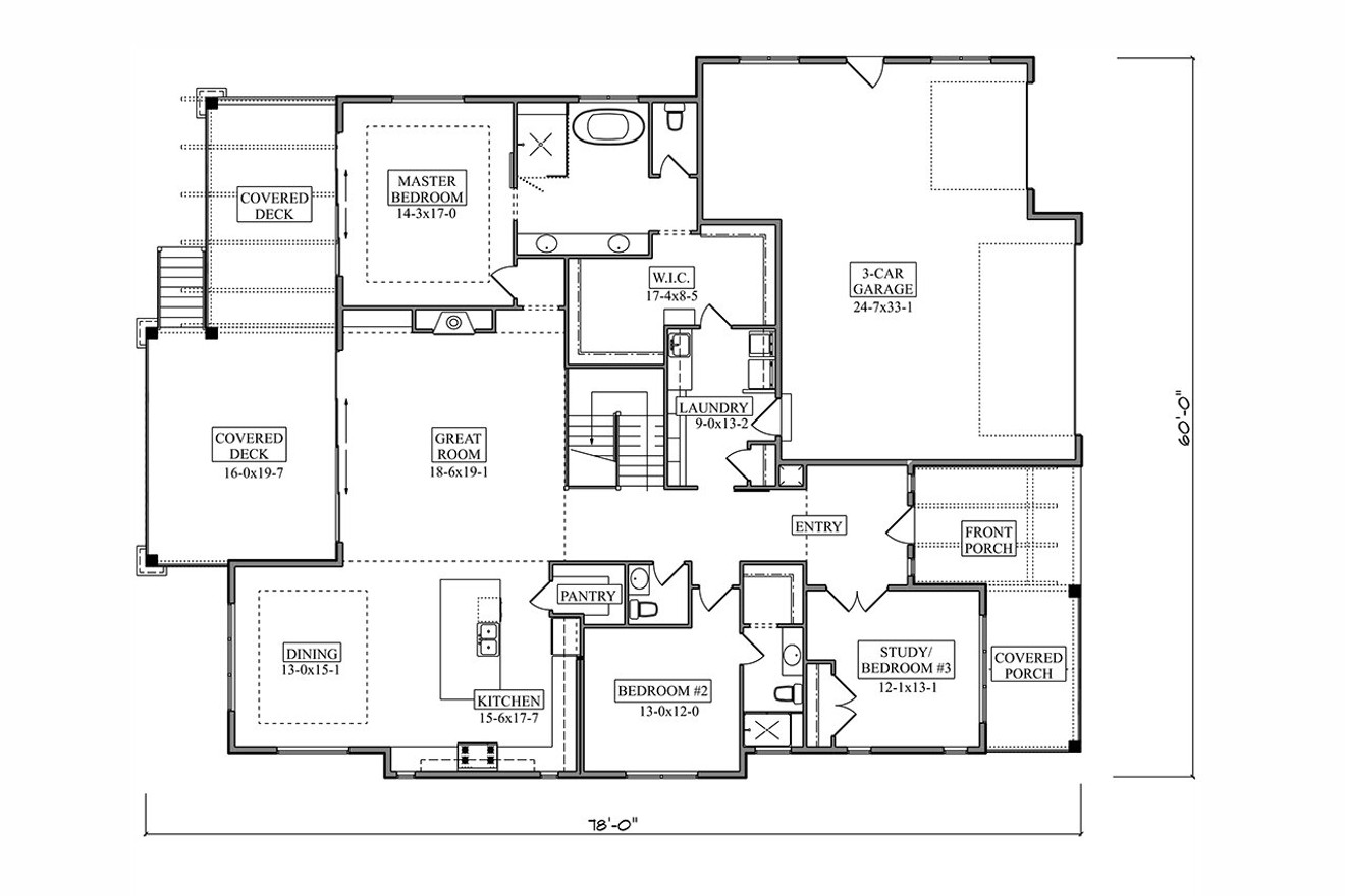 Craftsman House Plan - Sugar Mill 73178 - 1st Floor Plan