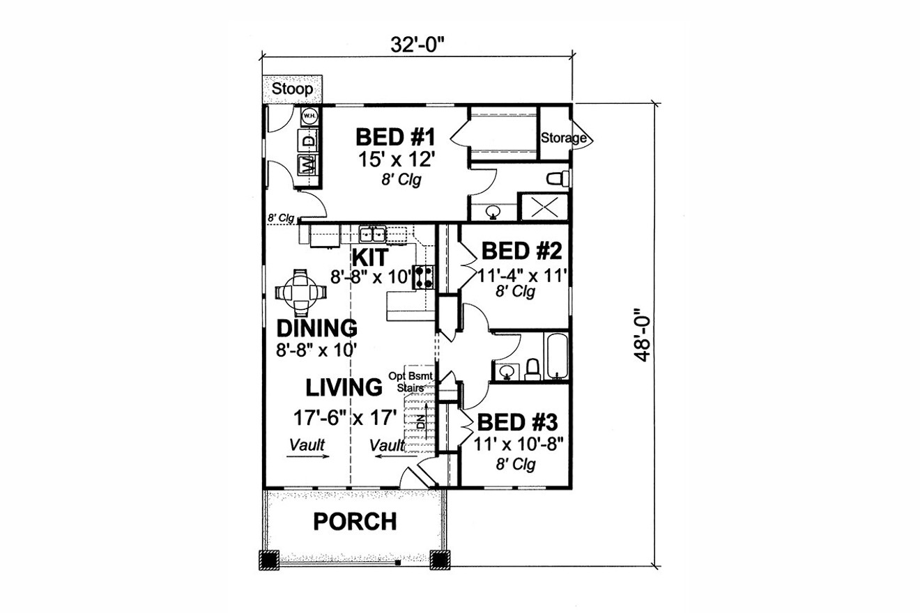 Craftsman House Plan - Warwick 14824 - 1st Floor Plan
