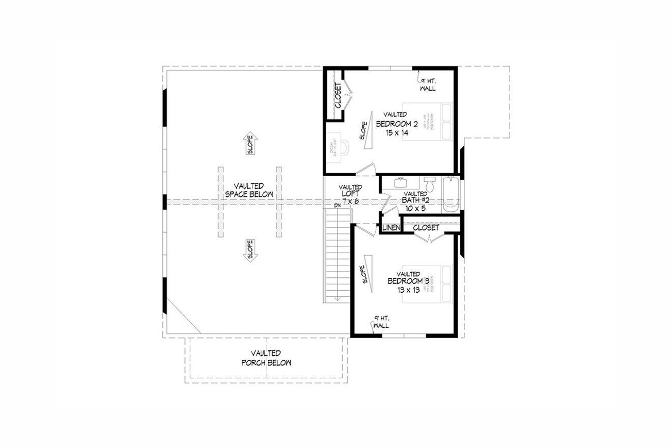 Secondary Image - Lodge Style House Plan - Pine Haven Creek 3 61067 - 2nd Floor Plan