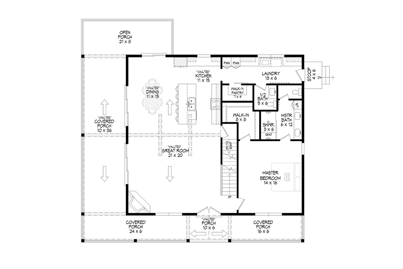 Lodge Style House Plan - Shady Pinehaven Lakeshore 19476 - 1st Floor Plan