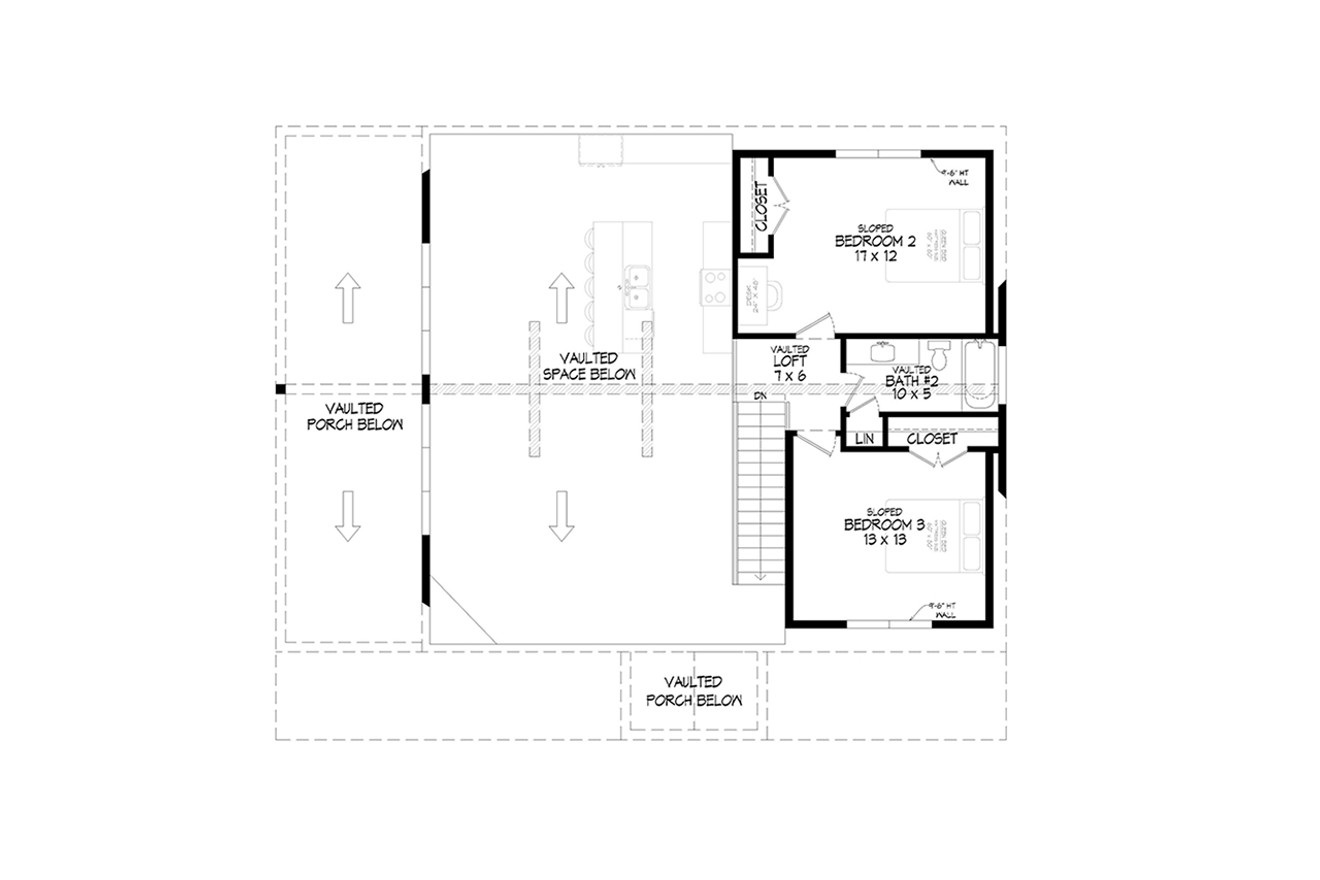 Secondary Image - Lodge Style House Plan - Shady Pinehaven Lakeshore 19476 - 2nd Floor Plan