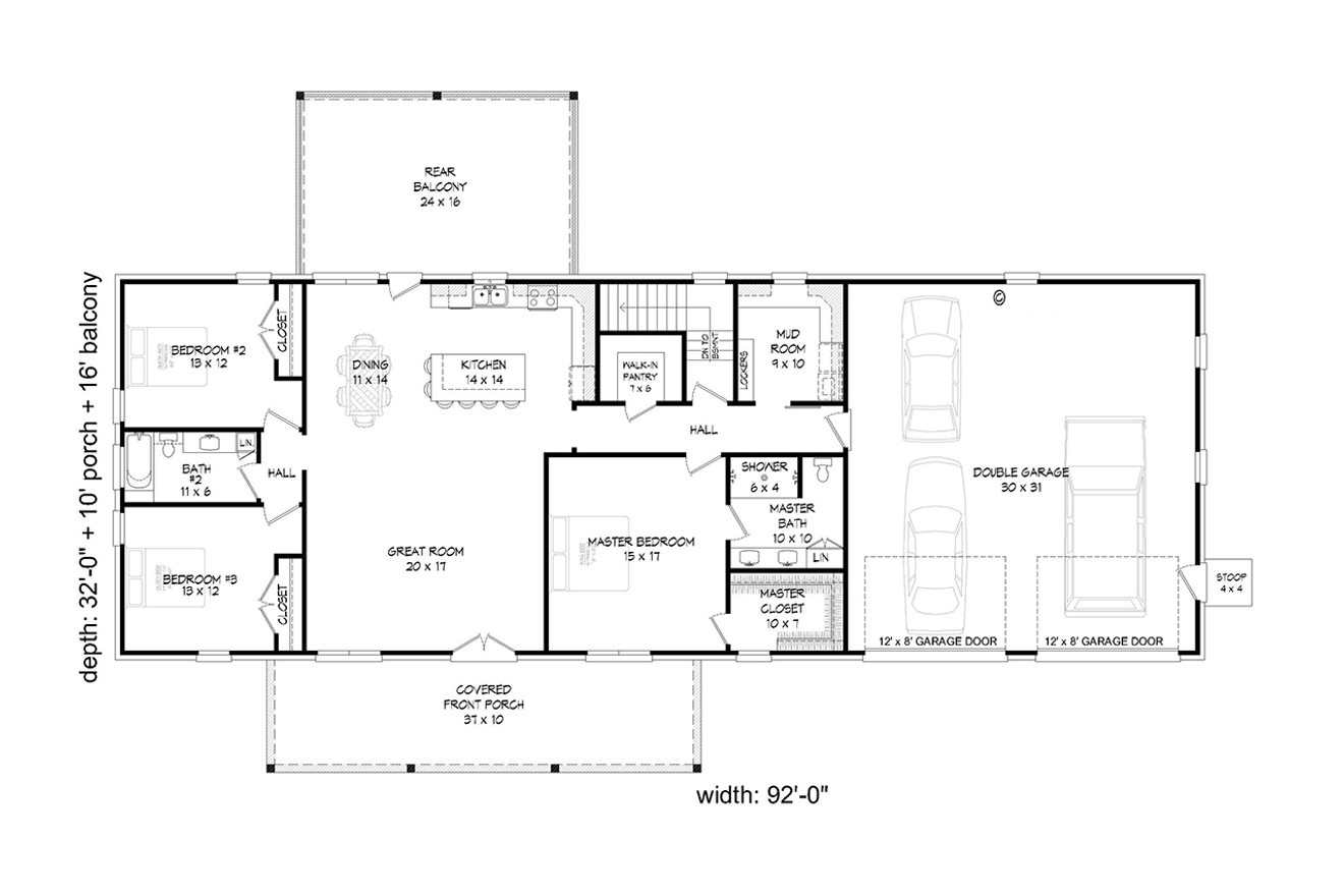Farmhouse House Plan - Piperton 2 43910 - 1st Floor Plan