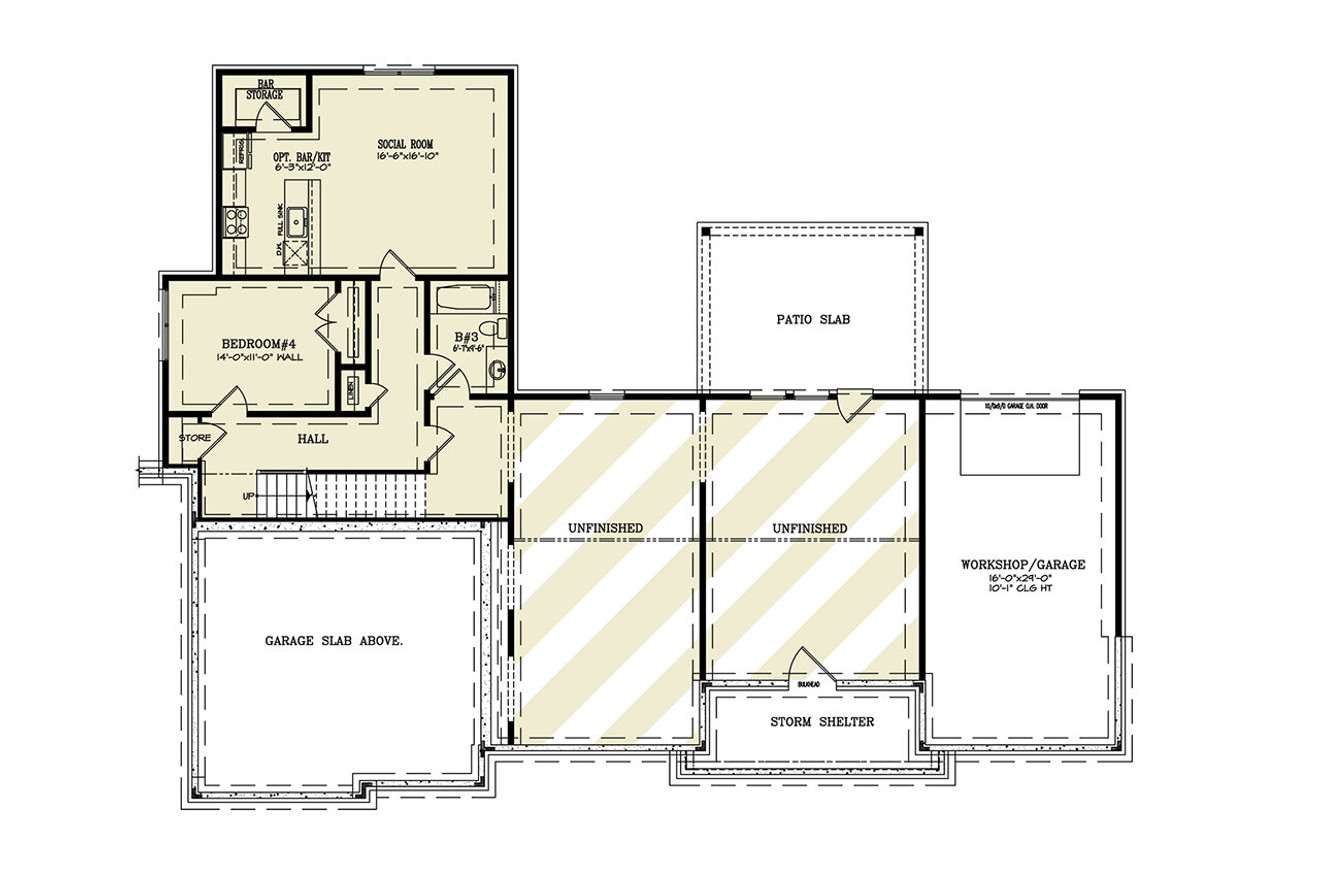 Secondary Image - Mountain Rustic House Plan - Sunset Ridge 90068 - Basement Floor Plan