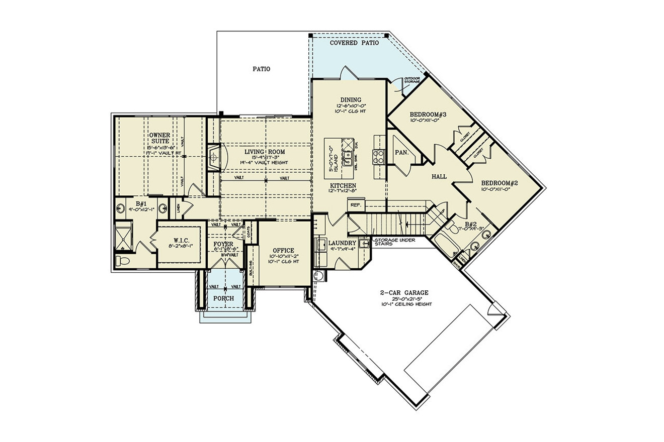 Cottage House Plan - Cypress Cottage 20520 - 1st Floor Plan