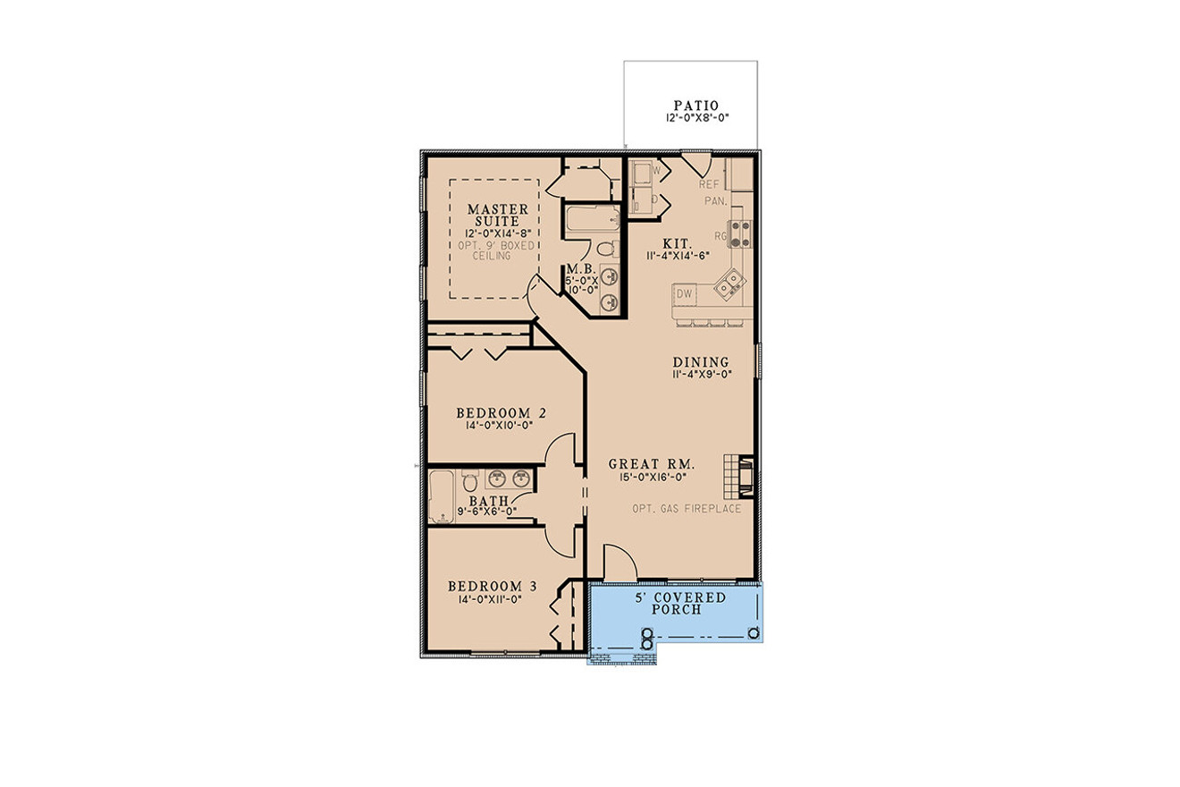 Cottage House Plan - Mill House Place 48449 - 1st Floor Plan