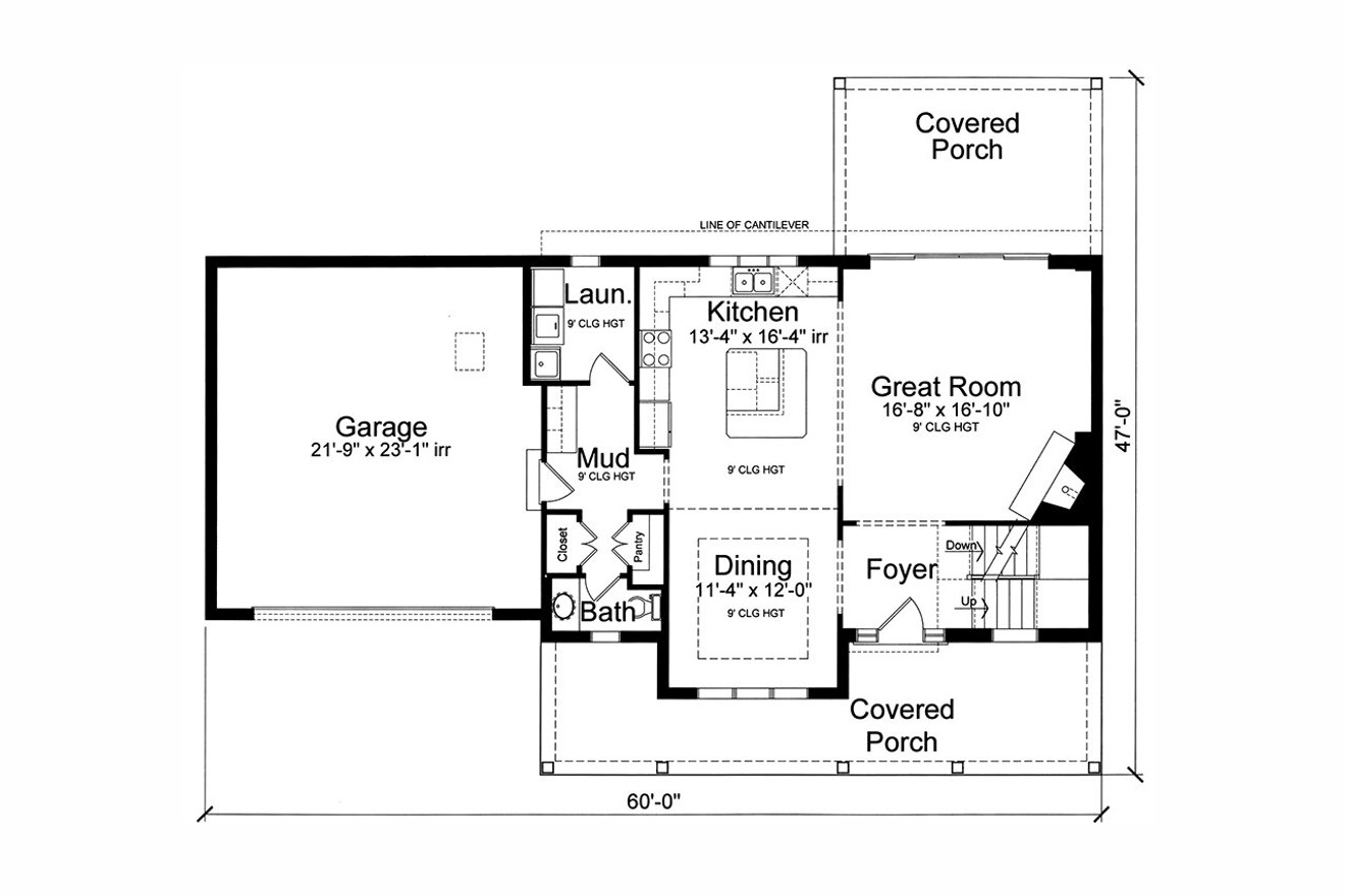 Farmhouse House Plan - Lantana 41704 - 1st Floor Plan