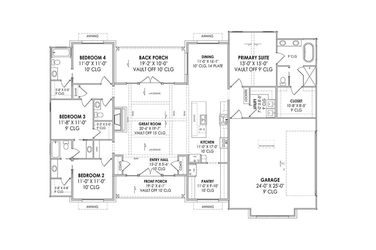 Mountain Rustic House Plan - 32079 - 1st Floor Plan