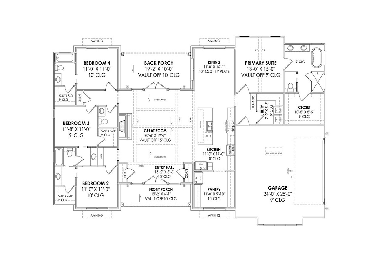 French Country House Plan - 38438 - 1st Floor Plan