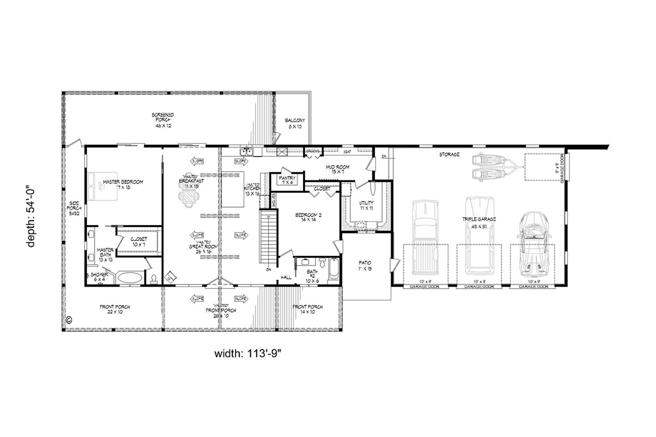 Farmhouse House Plan - Silver Springs 73750 - 1st Floor Plan