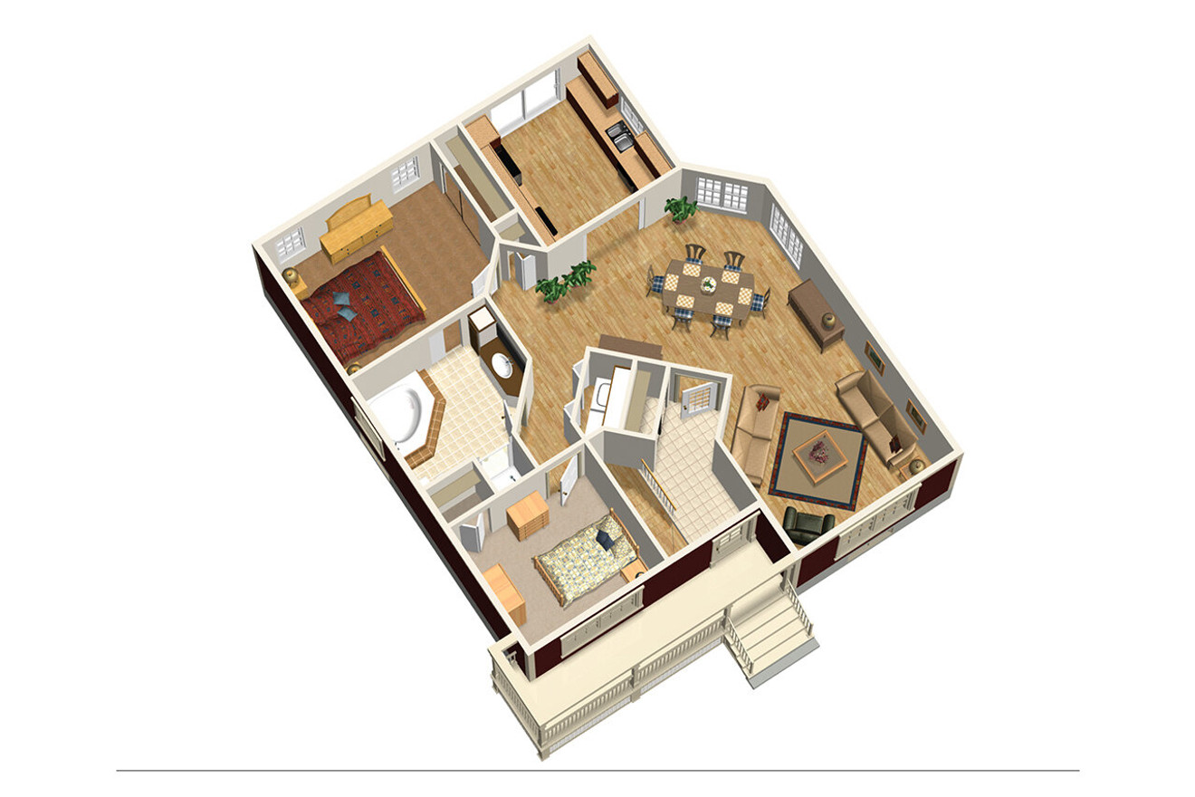 Country House Plan - 60004 HPC 87032 Main Floor Plan Dollhouse - 