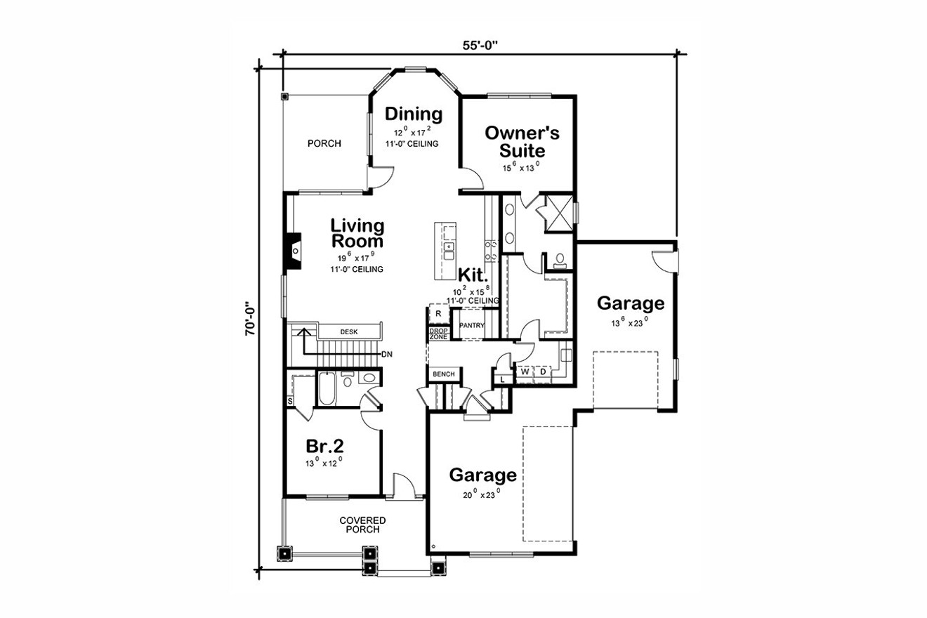 European House Plan - Morningside 78787 - 1st Floor Plan