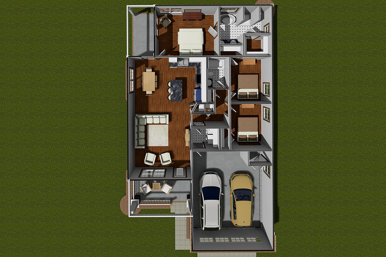 Secondary Image - Craftsman House Plan - Boyes 48451 - 1st Floor Plan Dollhouse - 