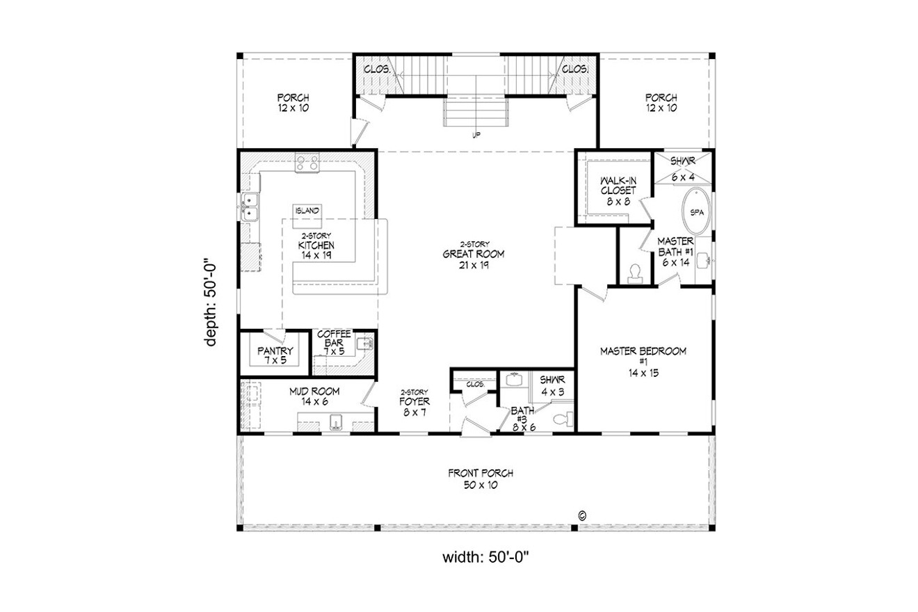 Craftsman House Plan - Queens Creek 21019 - 1st Floor Plan