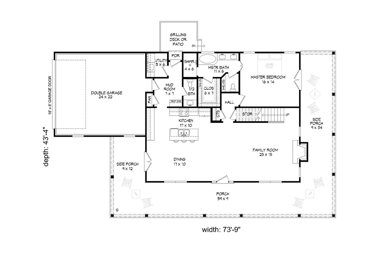 Farmhouse House Plan - Black Walnut 2.0 36260 - 1st Floor Plan