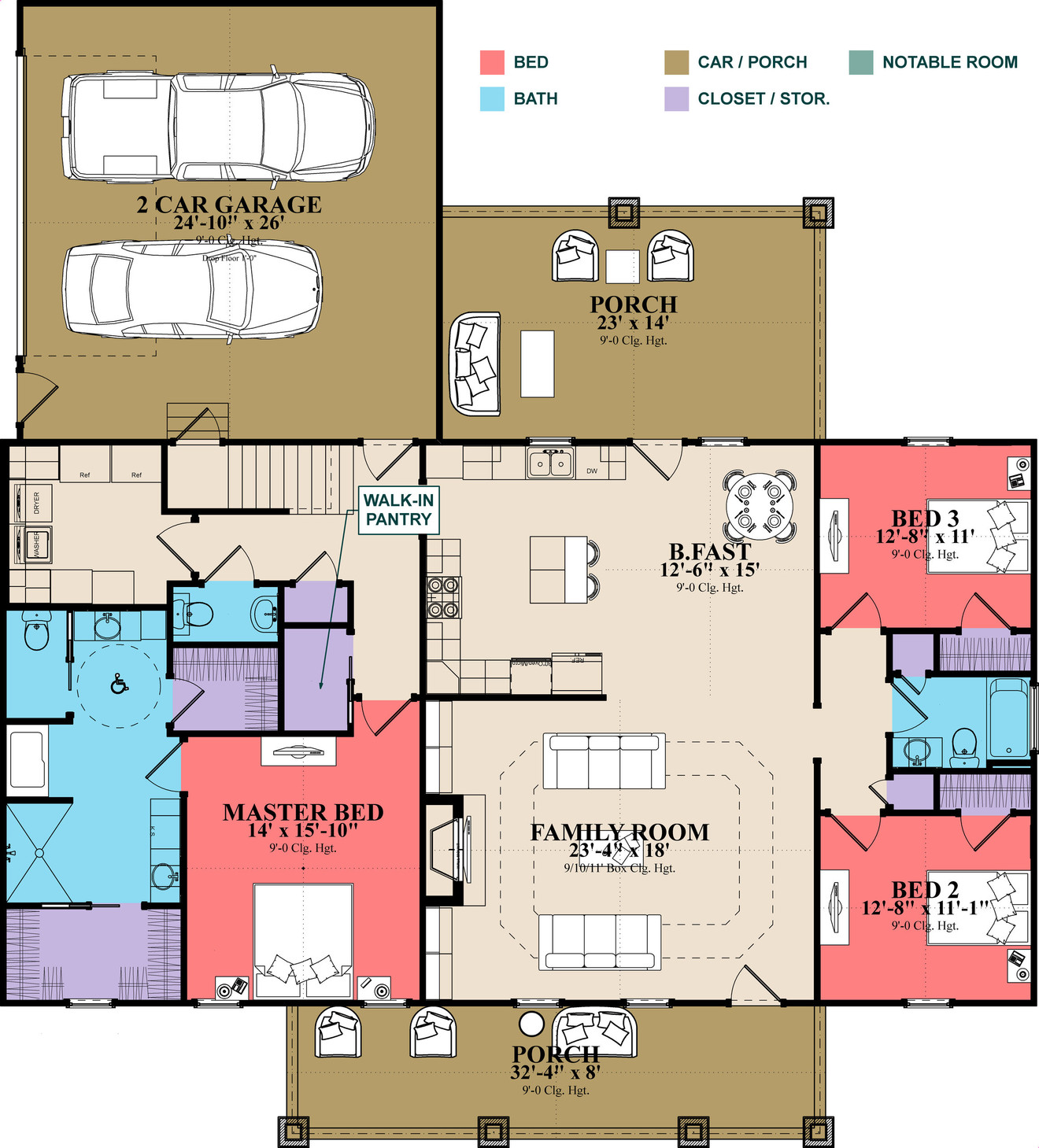 Traditional House Plan - Harper 24713 - 1st Floor Plan
