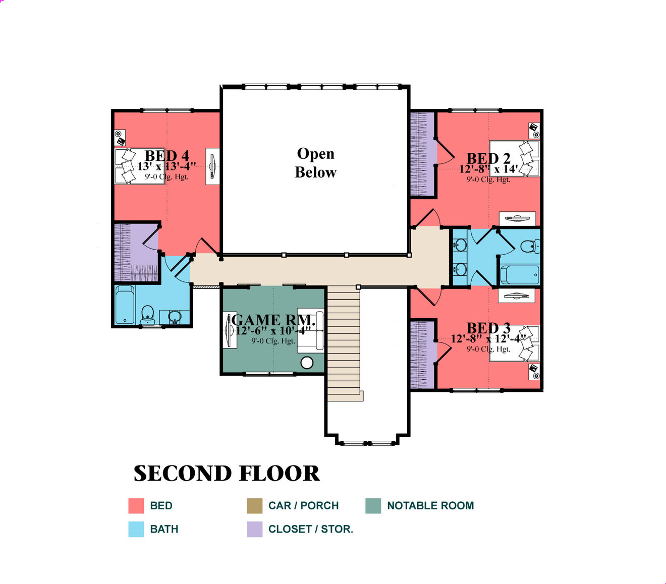 Secondary Image - Craftsman House Plan - Gilmore 80575 - 2nd Floor Plan